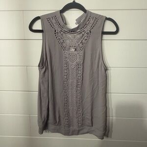 Chelsea28 Gray Embellished Tank Blouse